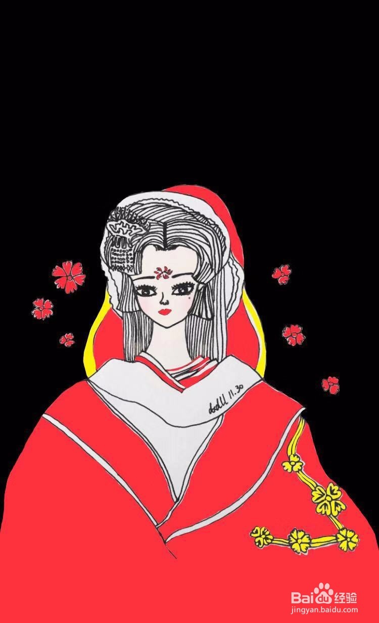 茉莉水彩手绘之雪姬