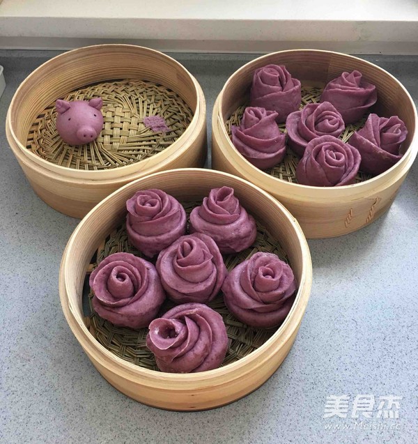 紫薯玫瑰花馒头