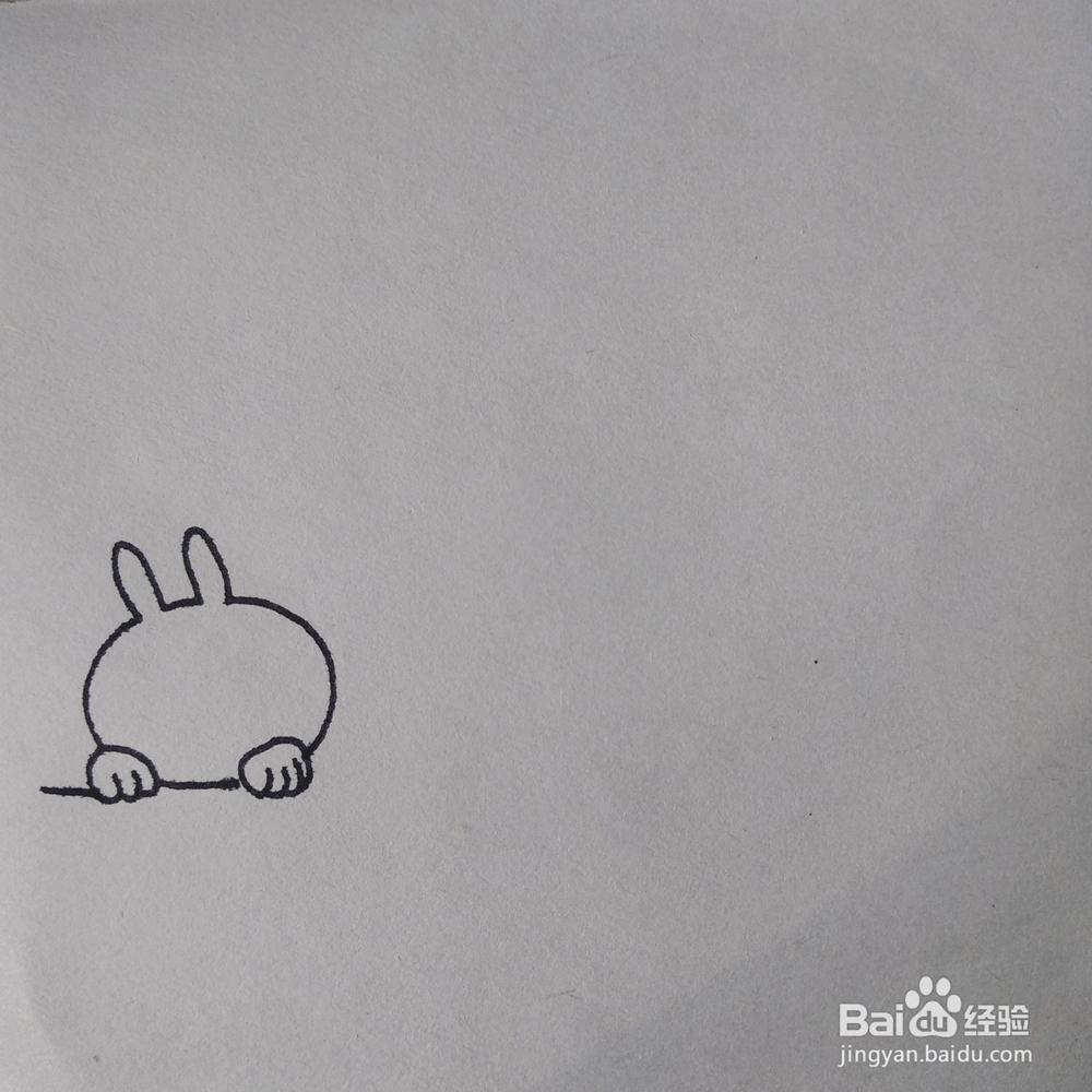 怎么画很火的表情包兔斯基合影卡通简笔画？