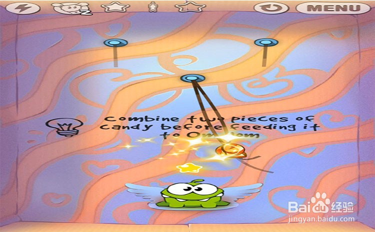 手机游戏割绳子level5-1、level5-2三星攻略