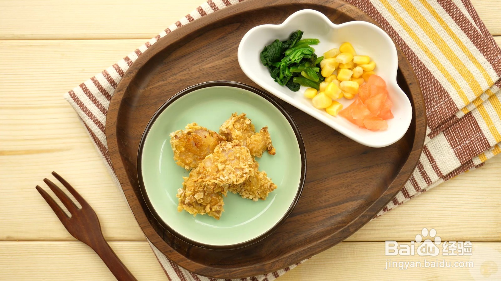 宝宝辅食：香脆玉米片烤鸡肉饼