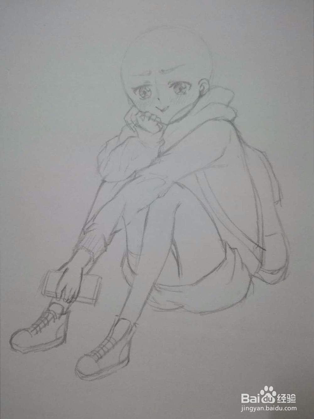 怎么起稿绘制一个蹲坐着的动漫人物
