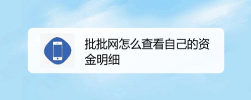 批批网怎么查看自己的资金明细