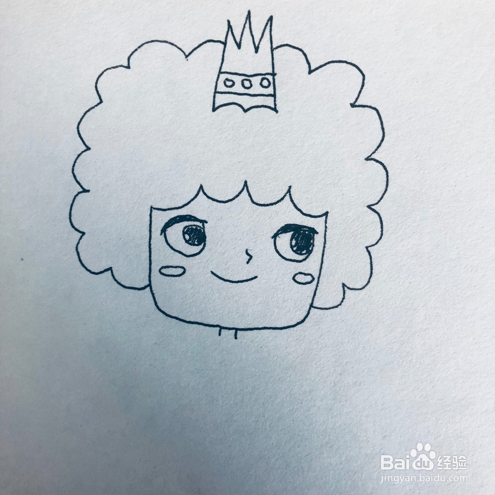 自信的卷发女王卡通画绘画