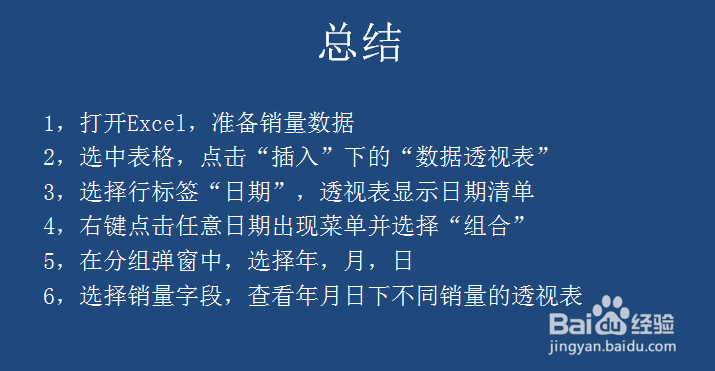 excel的数据透视表如何组合日期？组合年月日