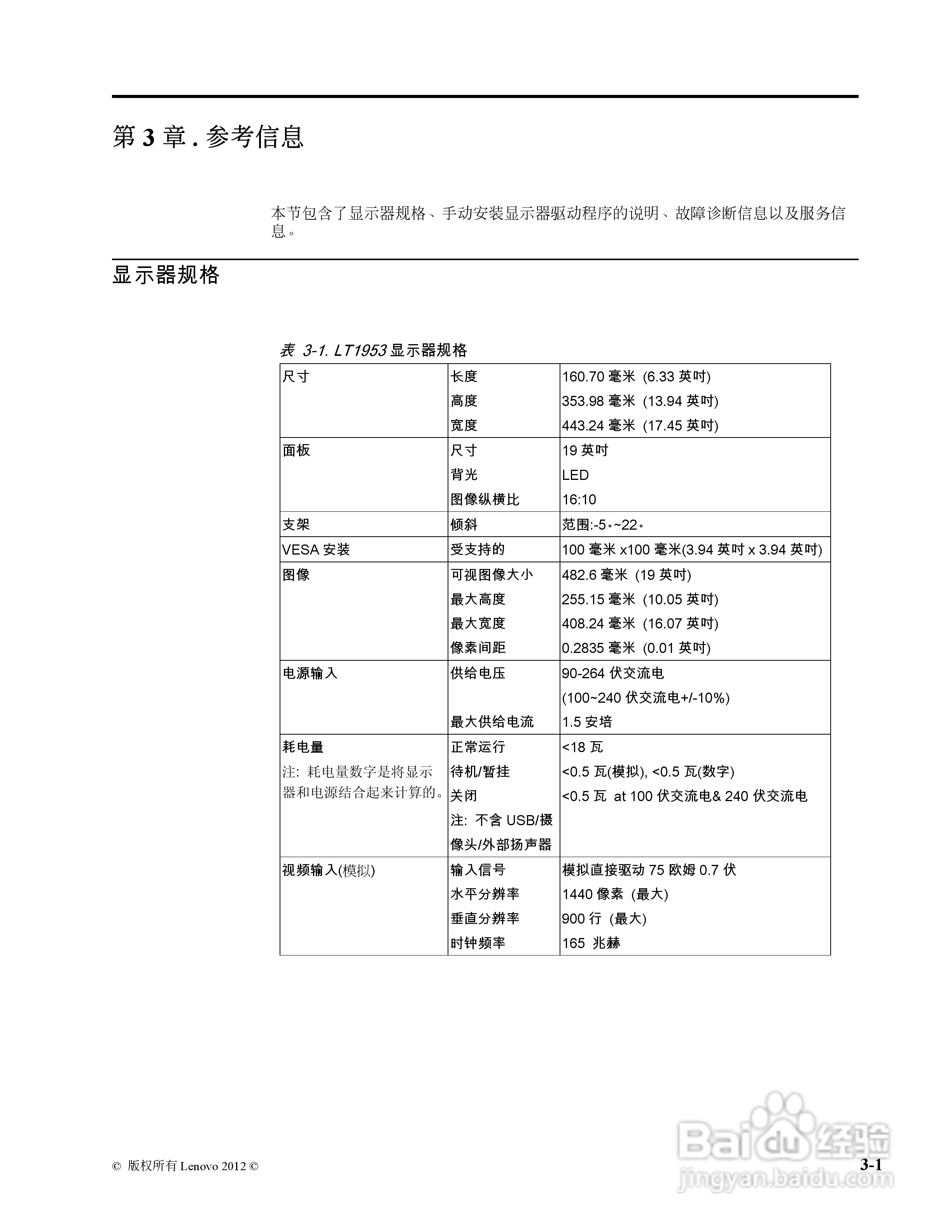 联想LT1953wF液晶显示器使用说明书:[3]