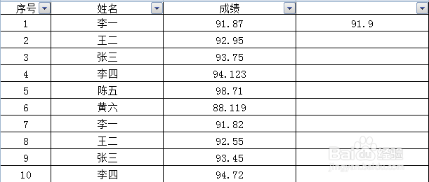 如何使excel表格中的数值保留一位小数点