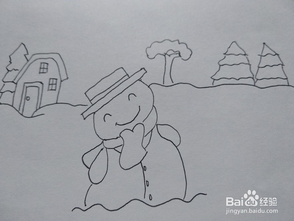 儿童冬天雪景的简单画法