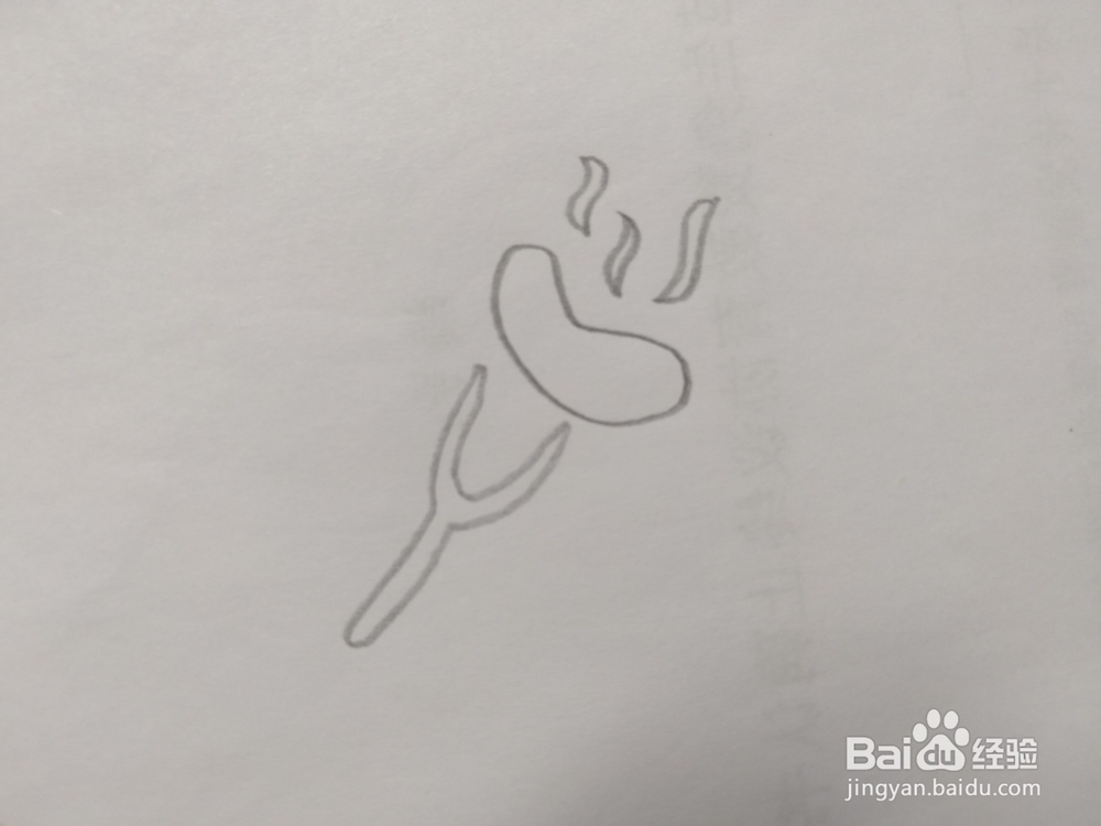 简笔画刀叉烤肠