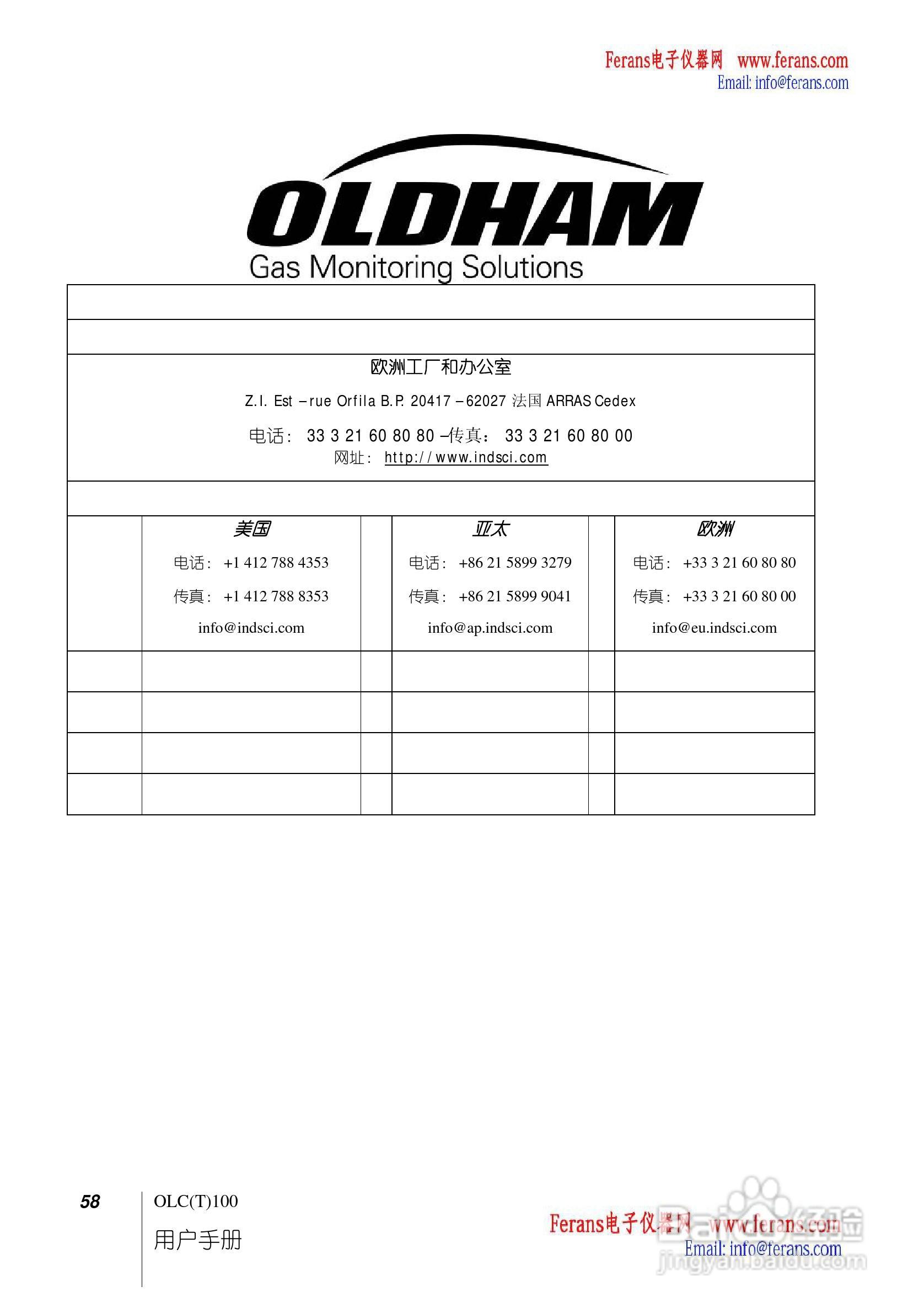 奥德姆OLCT100固定式气体检测仪说明书:[6]