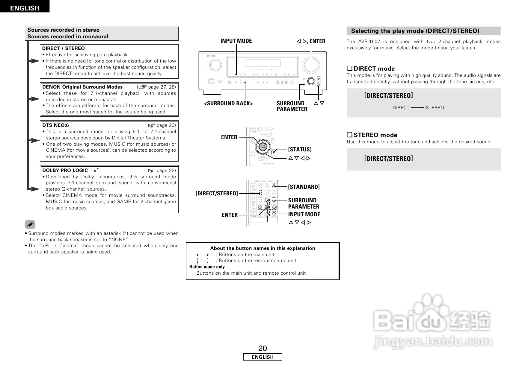 DENON AVR-1507收音环绕扩音机安装说明书:[2]