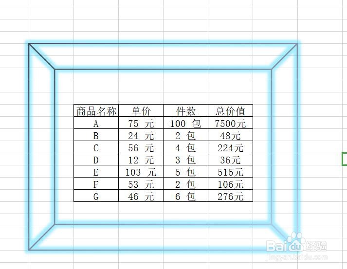 WPS表格中数据的三维图形框