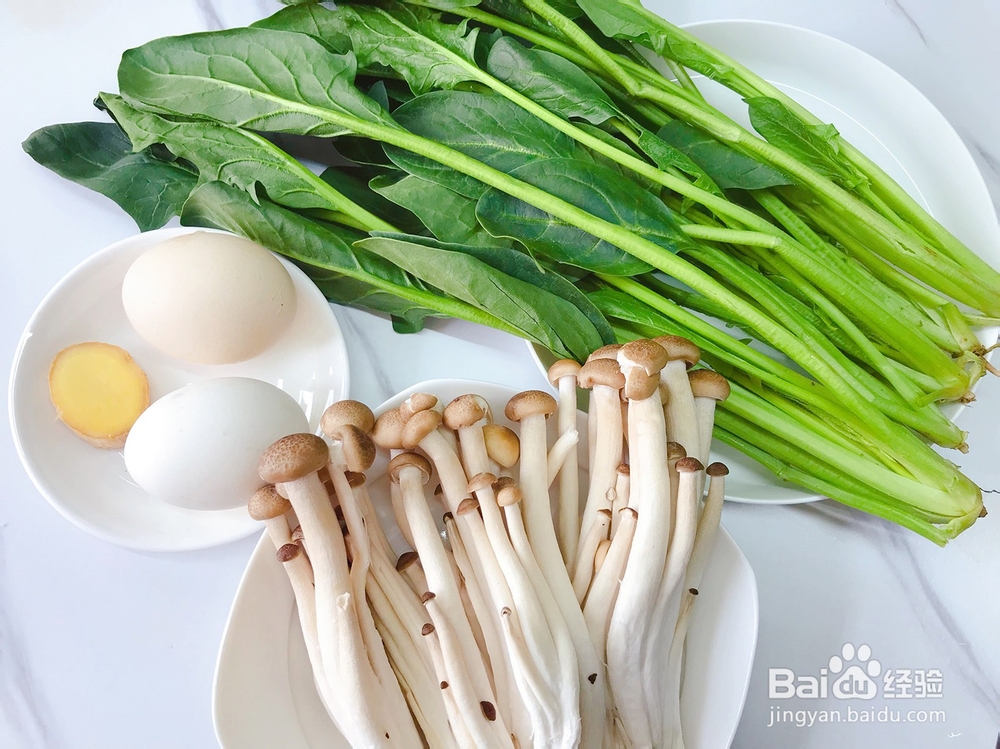 菠菜鸡蛋蟹味菇