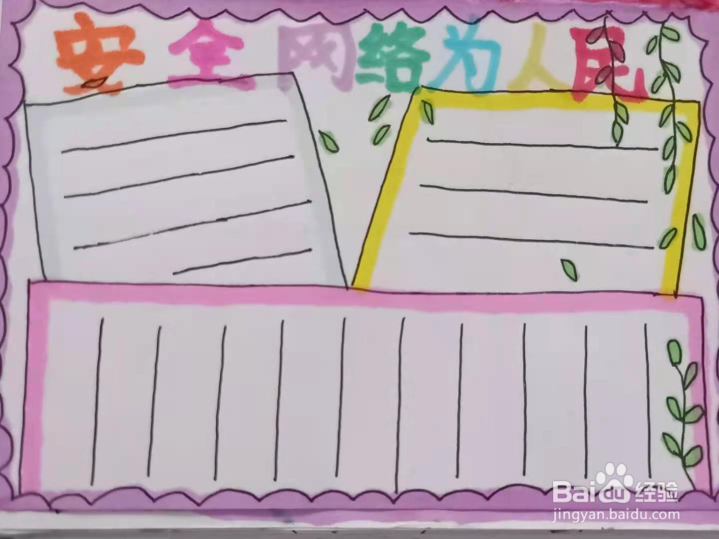 怎样画“安全网络为人民”手抄报