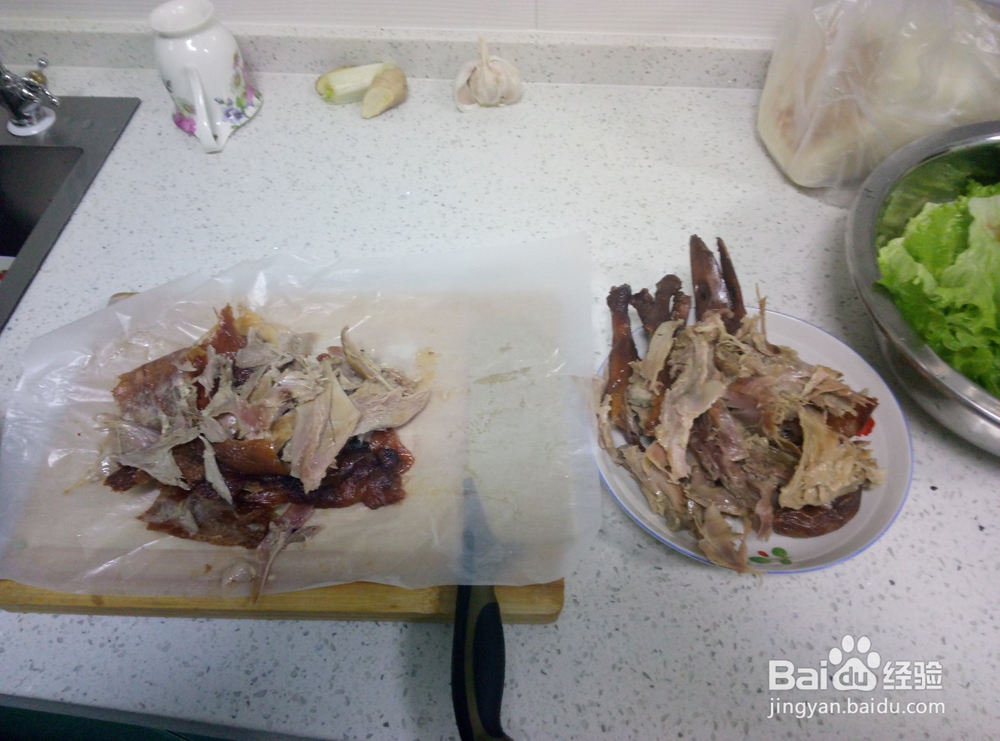 快速烤鸭肉夹馍的制作方法