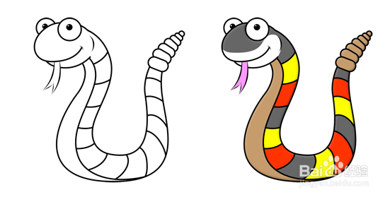 如何画卡通蛇