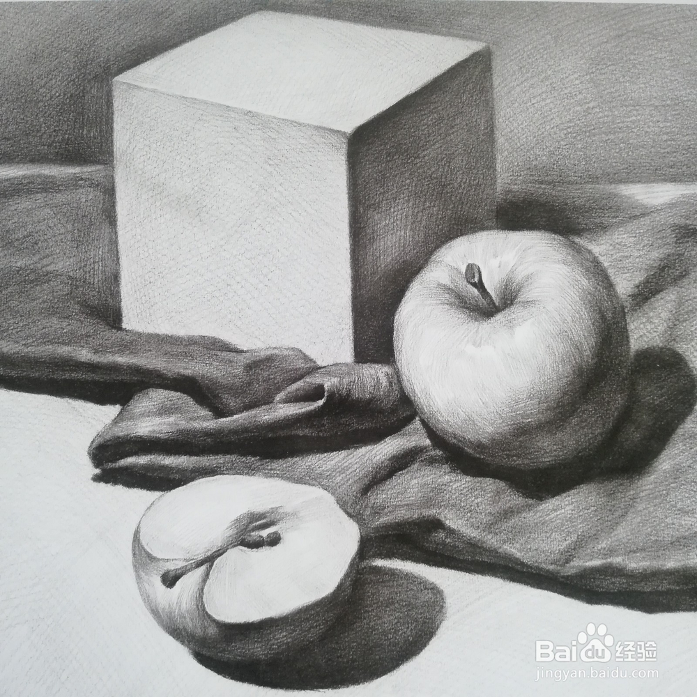 怎么画有正方体的静物组合素描