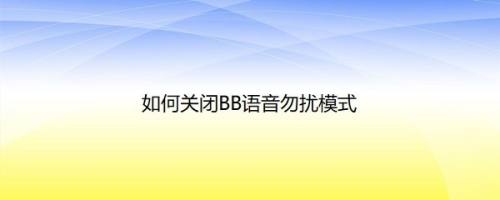 如何关闭BB语音勿扰模式