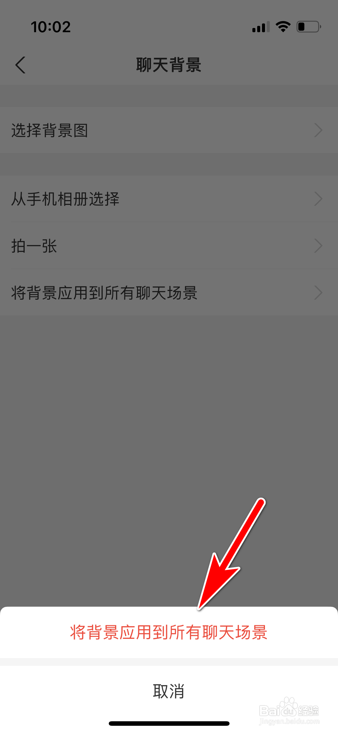 支付宝怎么将背景应用到所有聊天场景