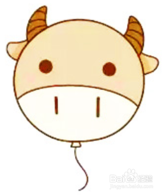 教你画一个小牛气球的简笔画