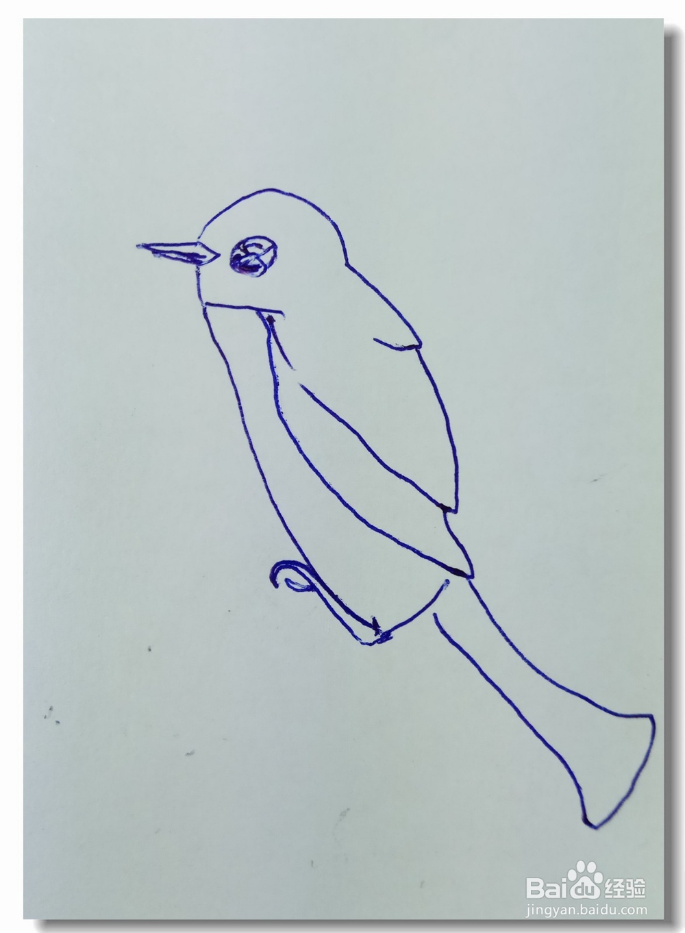 怎样画简笔画“单脚立枝鸟