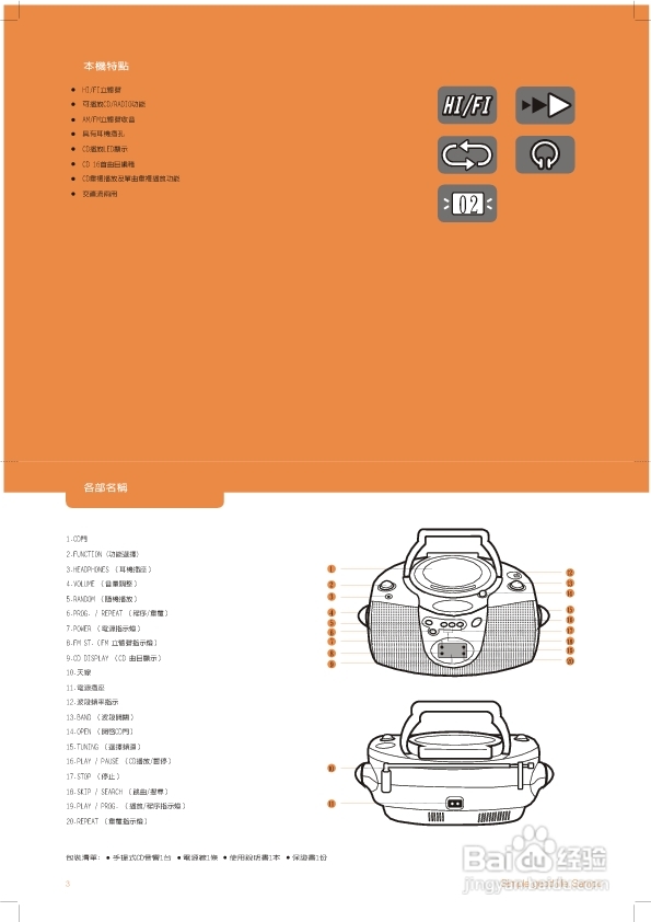 旺德电通AK-W301L手提式CD音响说明书