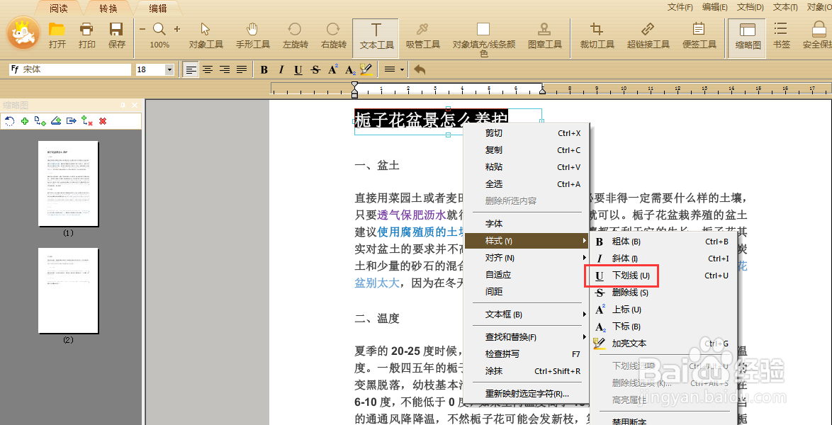 pdf里如何添加下划线