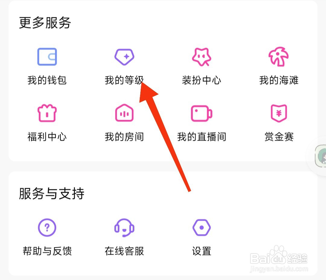 比心app是如何查看我的等级的