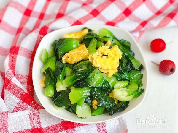 油菜炒鸡蛋的做法