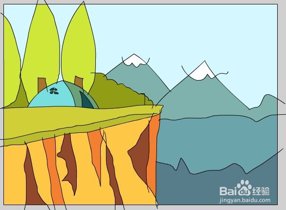 flash绘制山崖边的帐篷场景