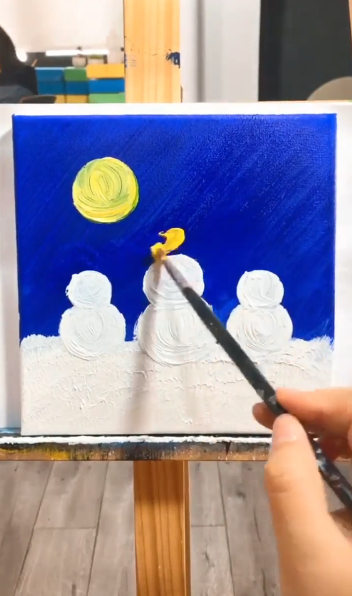 儿童水彩雪人怎么画