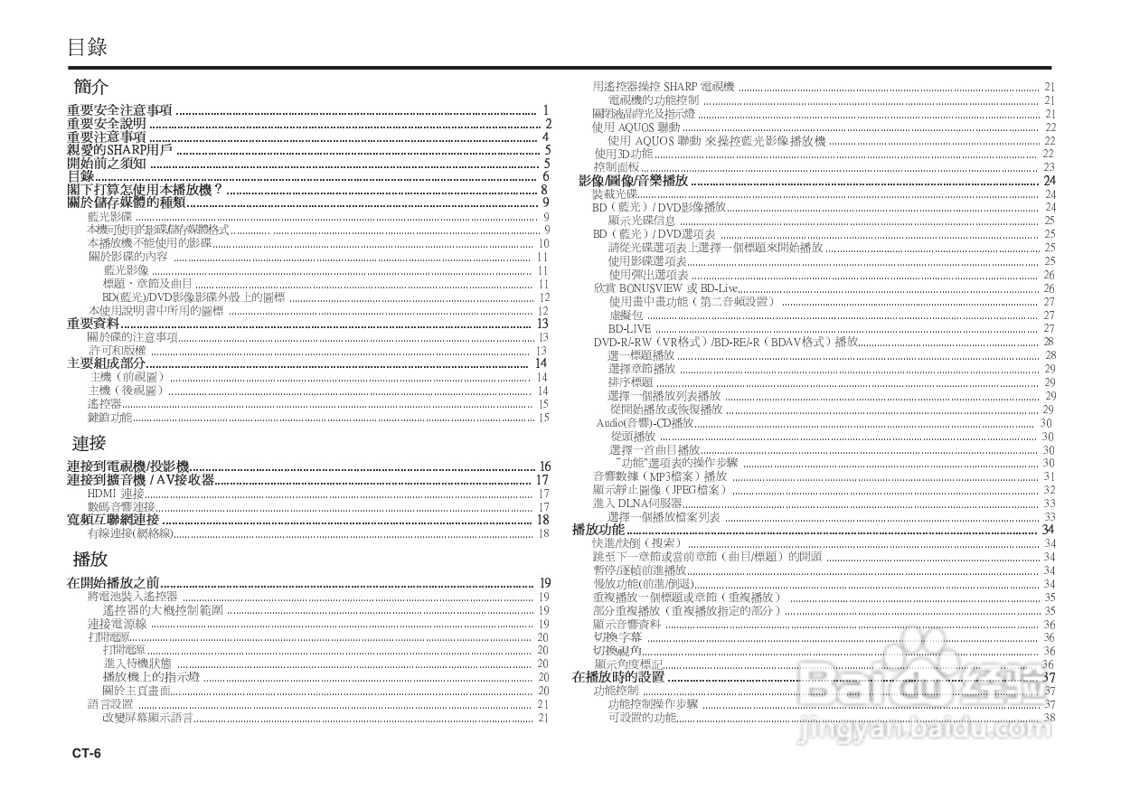 声宝BD-HP25A型光影碟播放机说明书:[1]