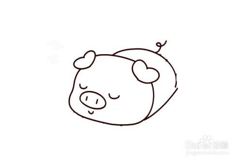 睡觉的可爱小粉猪的画法