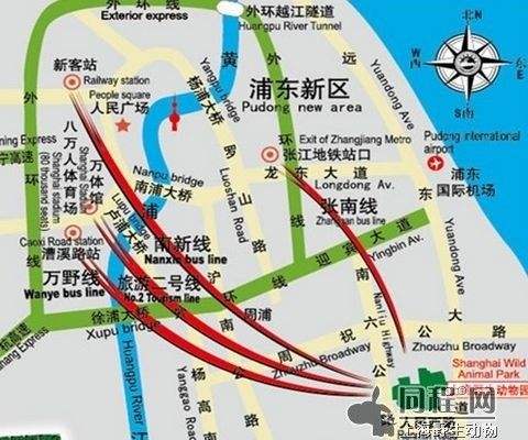 ②市区--南浦大桥--龙阳路--罗山路--外环线(a20公路)--迎宾大道(a1