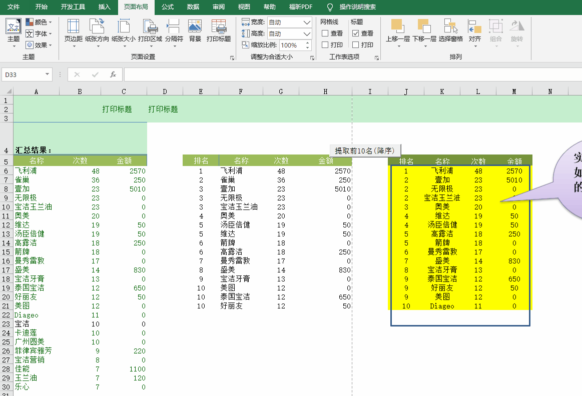 excel怎么打印标题、怎么不手动设置表头