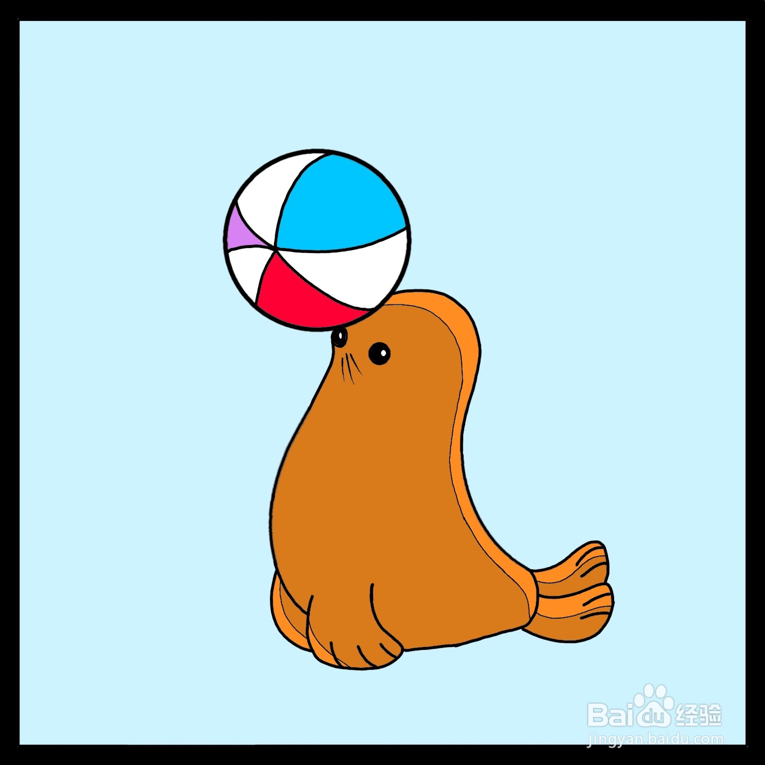 画海狮顶球图片