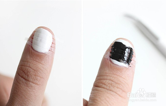 黑白格子美甲教程