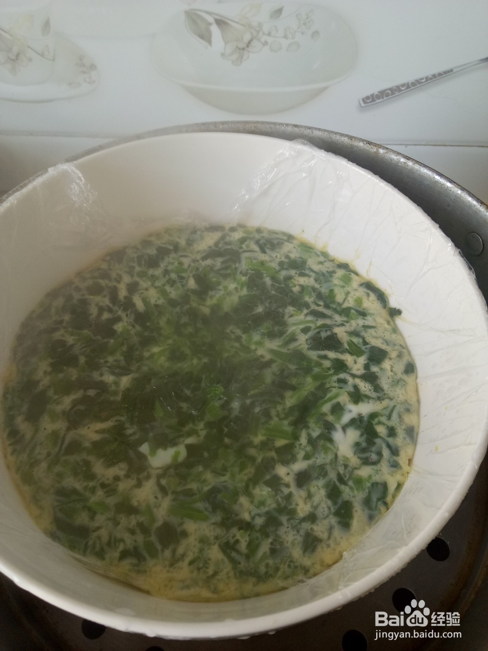 菠菜鸡蛋糕（保鲜膜版）