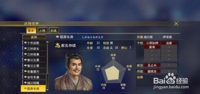 信长之野望家族解析细川家(1554年)-武将④