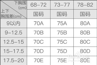 三围罩杯对应数字图片