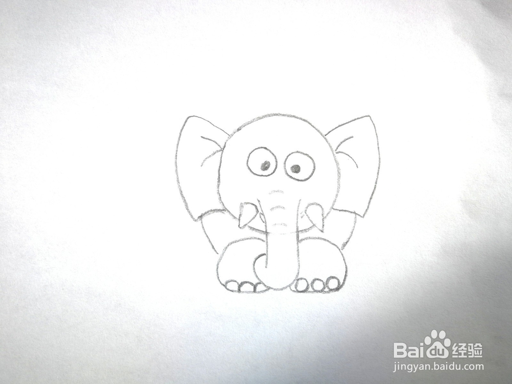 卡通小象的铅笔画画法