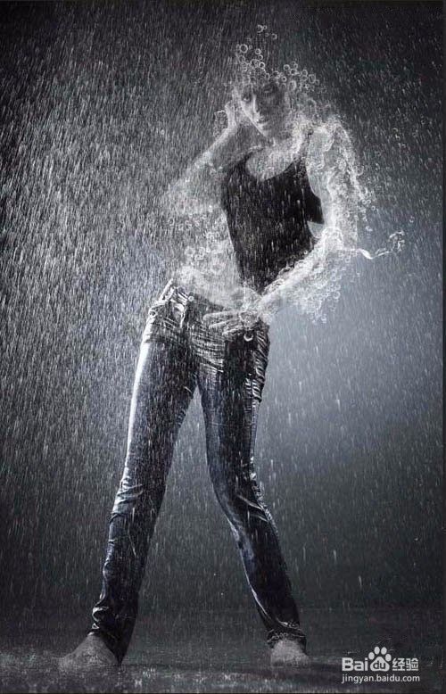 PS雨中美女合成教程