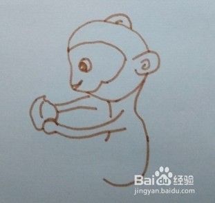 用几条简单的线条，画一只小猴子，简单易学