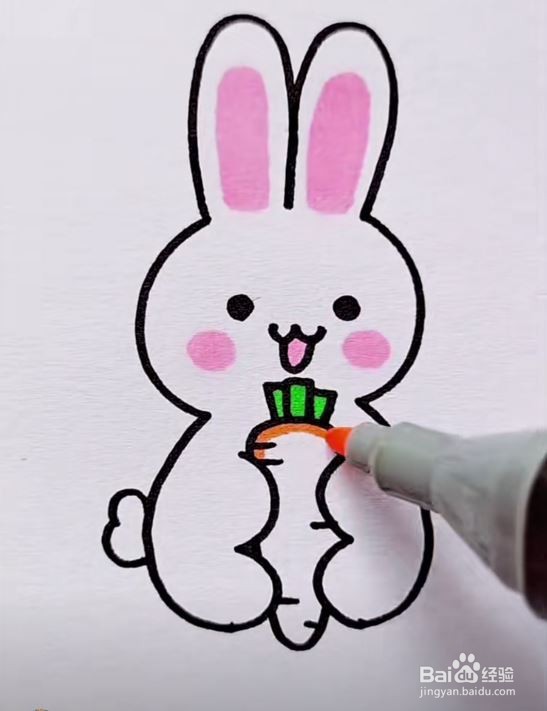 儿童画可爱的小兔(马克笔画)