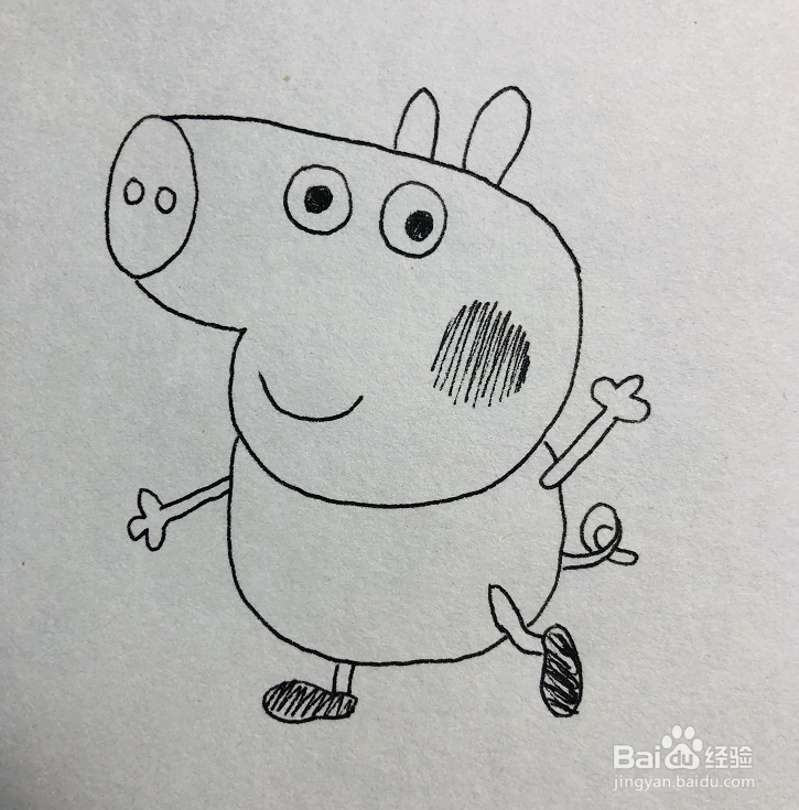 小猪佩奇之乔治玩魔法棒的简笔画画法