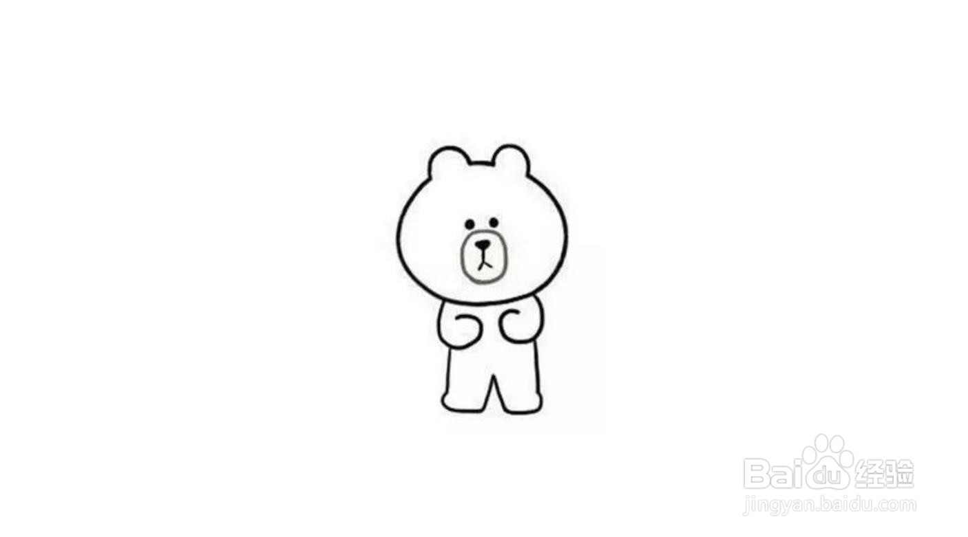 可爱布朗熊简笔画画法分解