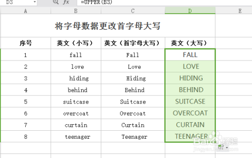 Excel如何将字母数据更改首字母大写