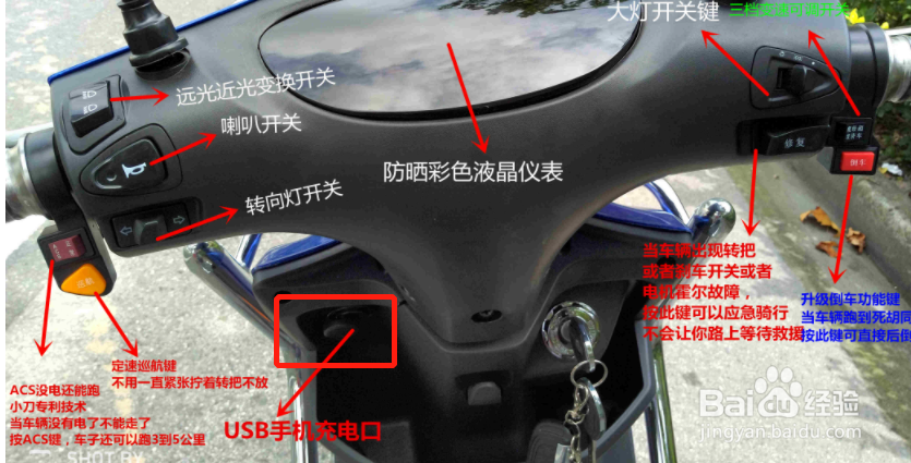女式摩托车按钮功能图图片