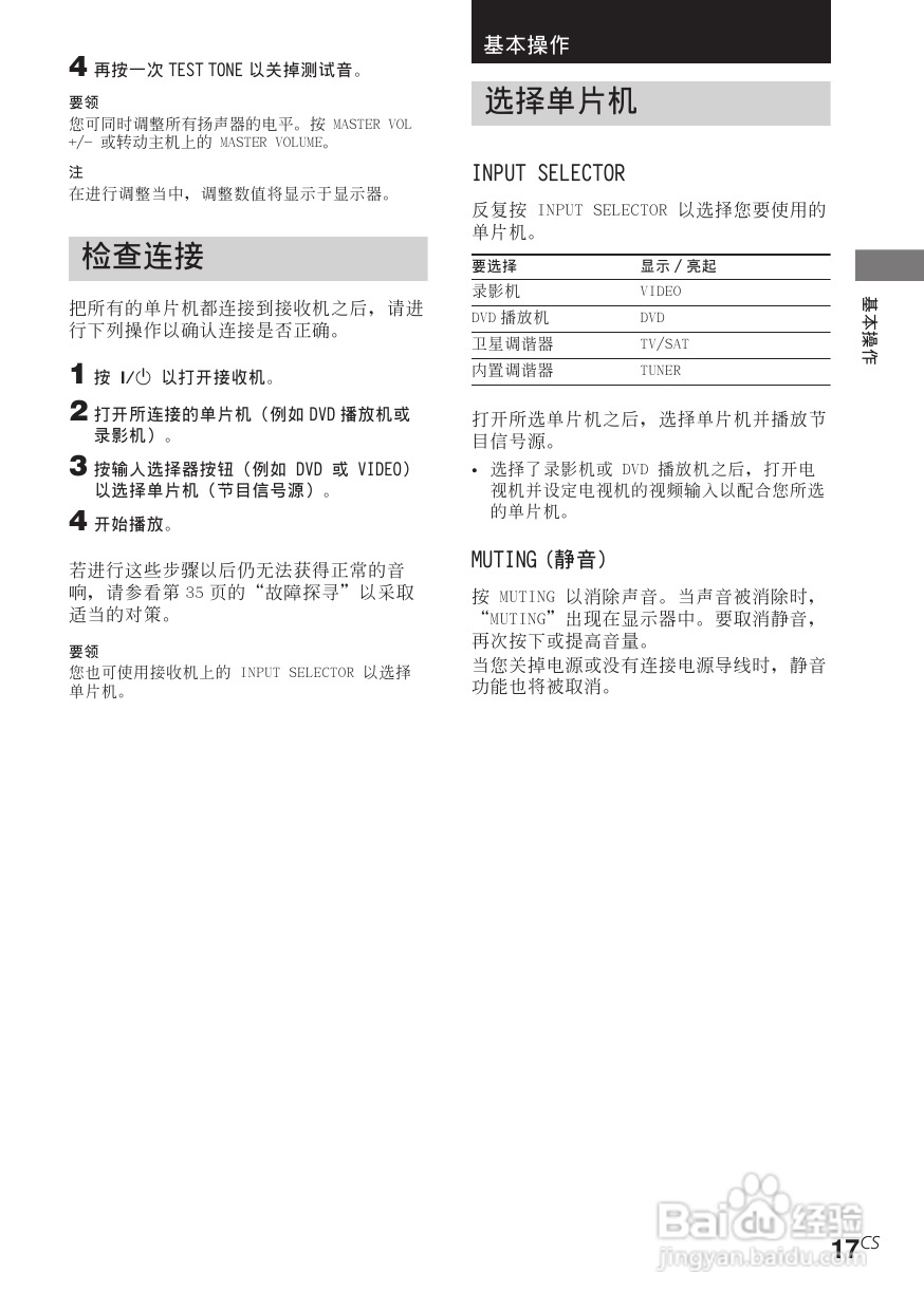 索尼STR-SL40功放使用说明书:[3]