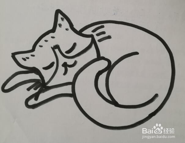 简笔画 如何画一只睡在书上猫
